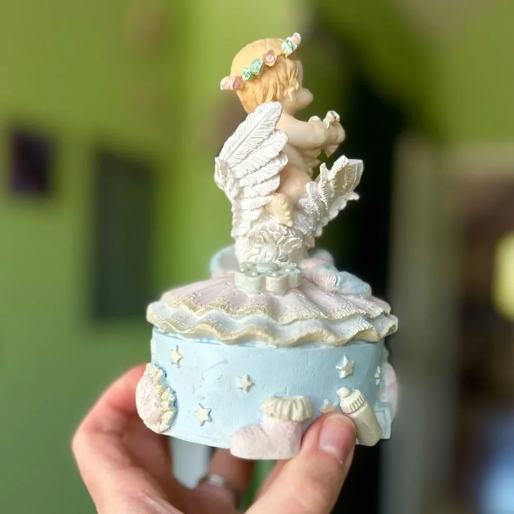 VTG 3D Baby + Swan Whimsical Dainty Figurine Textured Accent
